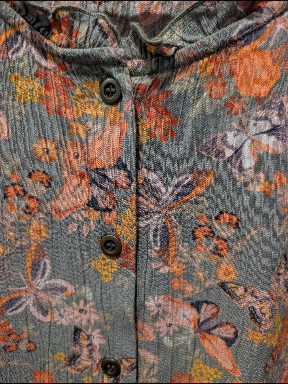 Frye & Co Floral Ruffled Button-Front Blouse Size XXL - Picture 6 of 7